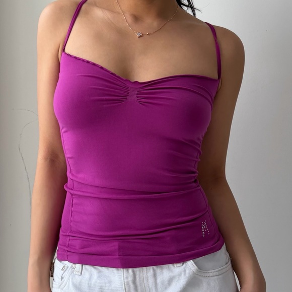 2000s Made in USA Marciano Magenta Ruched Camisole - XX-Small - Picture 2 of 5